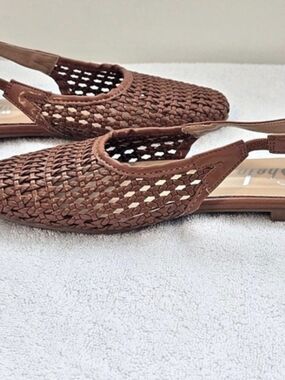 Sheln vegan Woven Slingback Sandals in Brown EU 39 but fits luke US 7.5